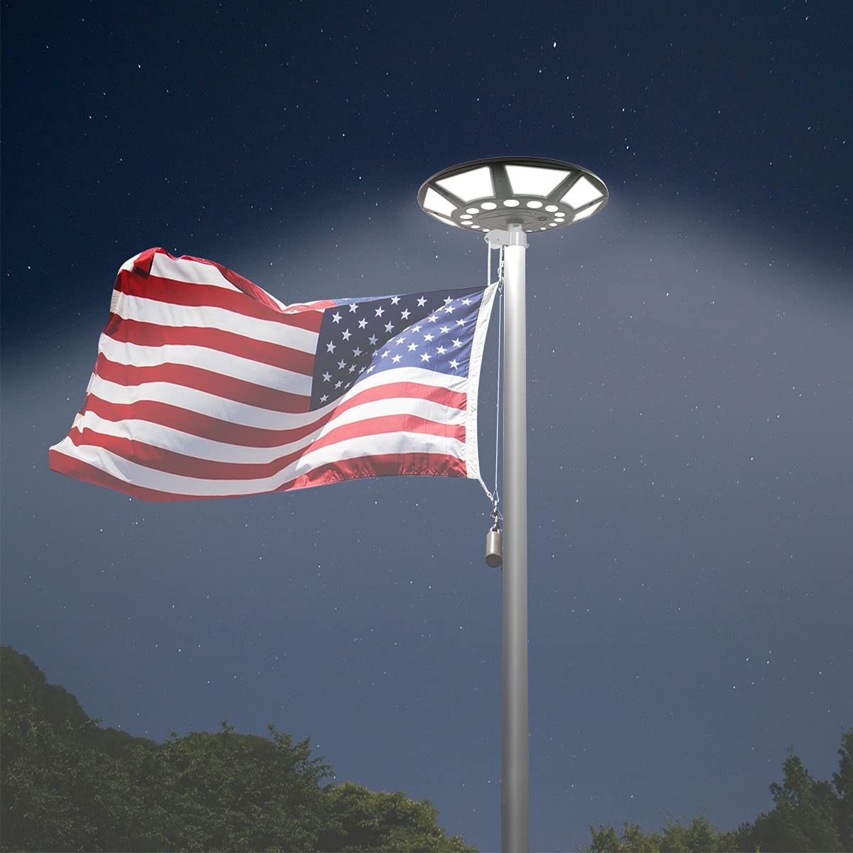 Solar Flag Pole Light Outdoor - 266 LED Super Bright 4200lm Dusk to Dawn Flagpole Light for 15-25 Ft In-Ground Flag Poles (Black) - Perfect for Patriotic Displays, Garden Decor & Nighttime Flag Illumination