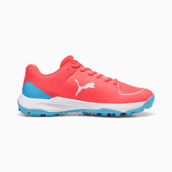 PUMA Men's 24FH Rubber Cricket Shoes - Fire Orchid & White Spiked Cleats for Enhanced Grip | Perfect for Cricket Matches, Training & Outdoor Sports