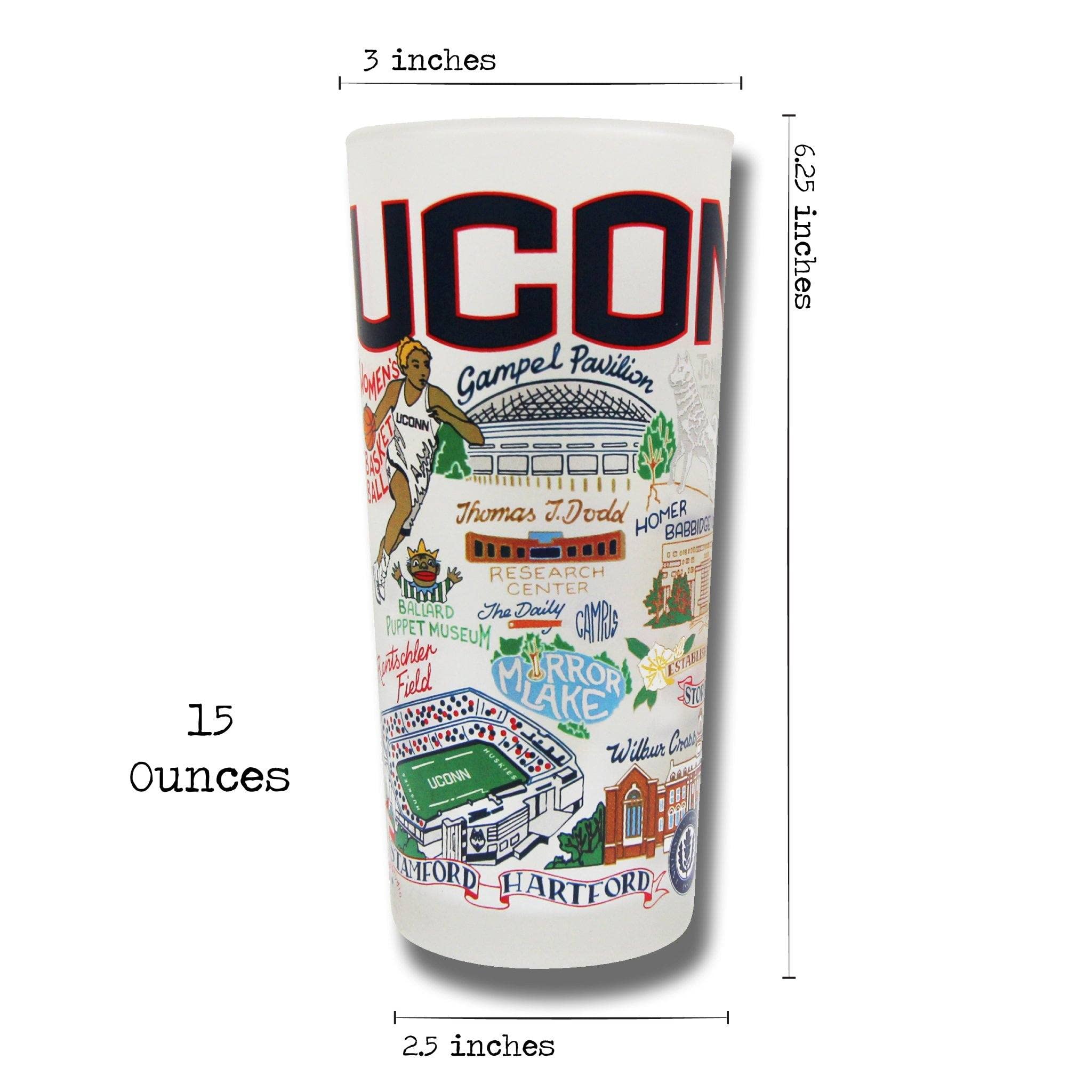 UConn Alumni Glass Cup - 15oz Dishwasher Safe Tumbler for University of Connecticut Fans | Perfect for Game Day, Home Decor & Kitchen Use