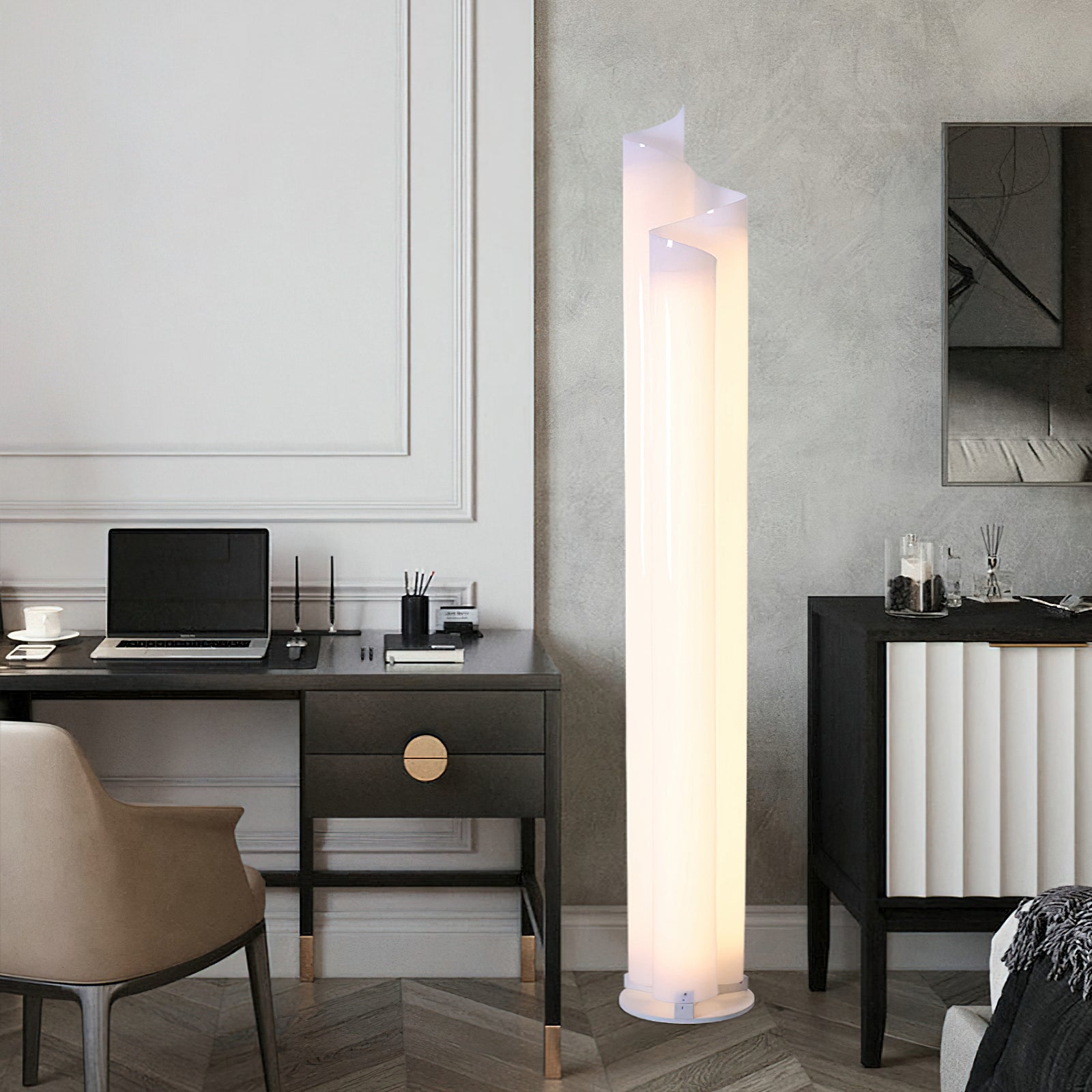 Flow Arc Mera Floor Lamp - Modern Adjustable LED Standing Light for Living Room, Bedroom & Office - Warm White/Cool White Dimmable Lighting for Home Decor & Reading
