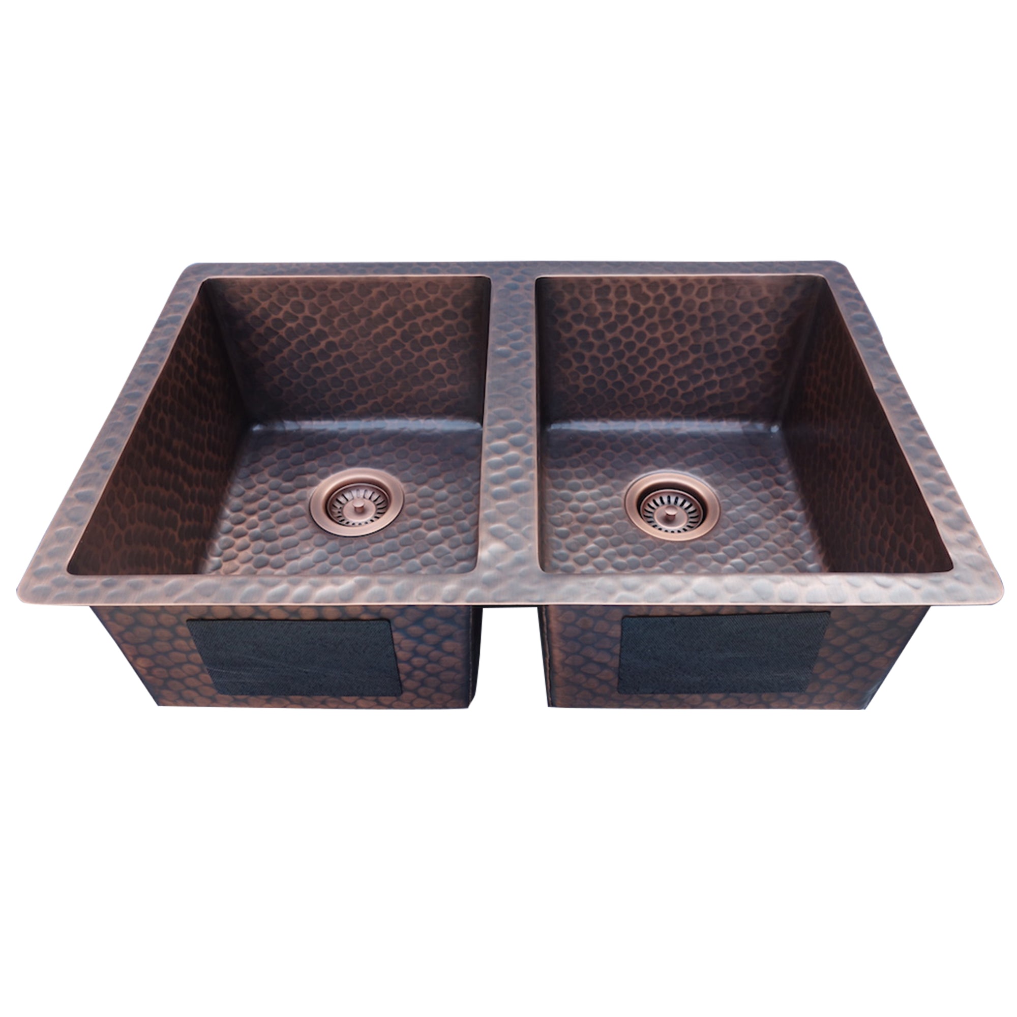 Premium Copper Undermount Kitchen Sink - 50/50 Offset Equal Double Bowl with Light Hammered Finish | Durable Medium Size for Modern Kitchens | Perfect for Food Prep, Washing Dishes & Enhancing Kitchen Aesthetics