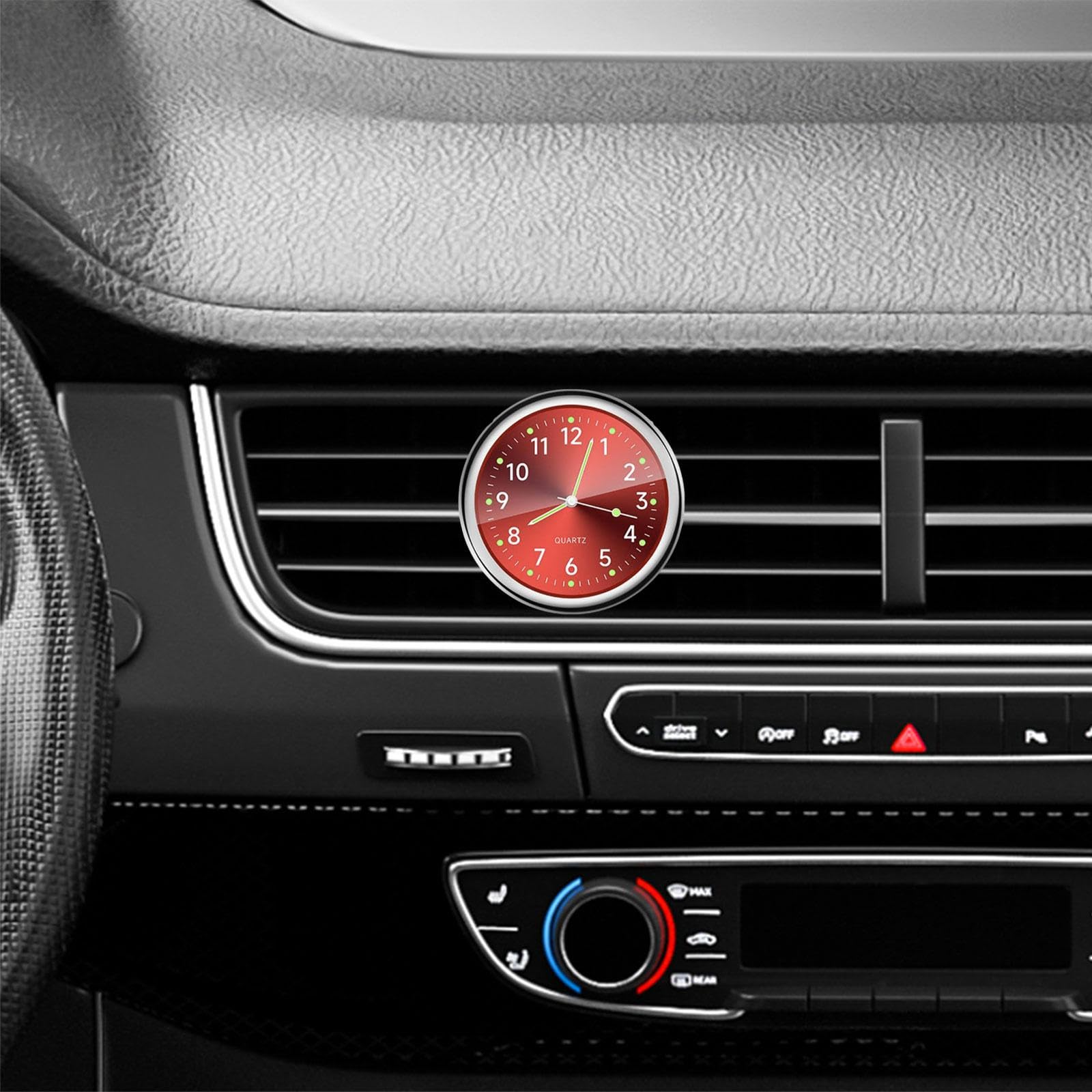Luminous Car Vent Clock - 4cmx0.8cm Red Dashboard Clock for Automotive Decor, Night Driving & Vehicle Accessories | Perfect for Road Trips, Commuting & Gift Giving