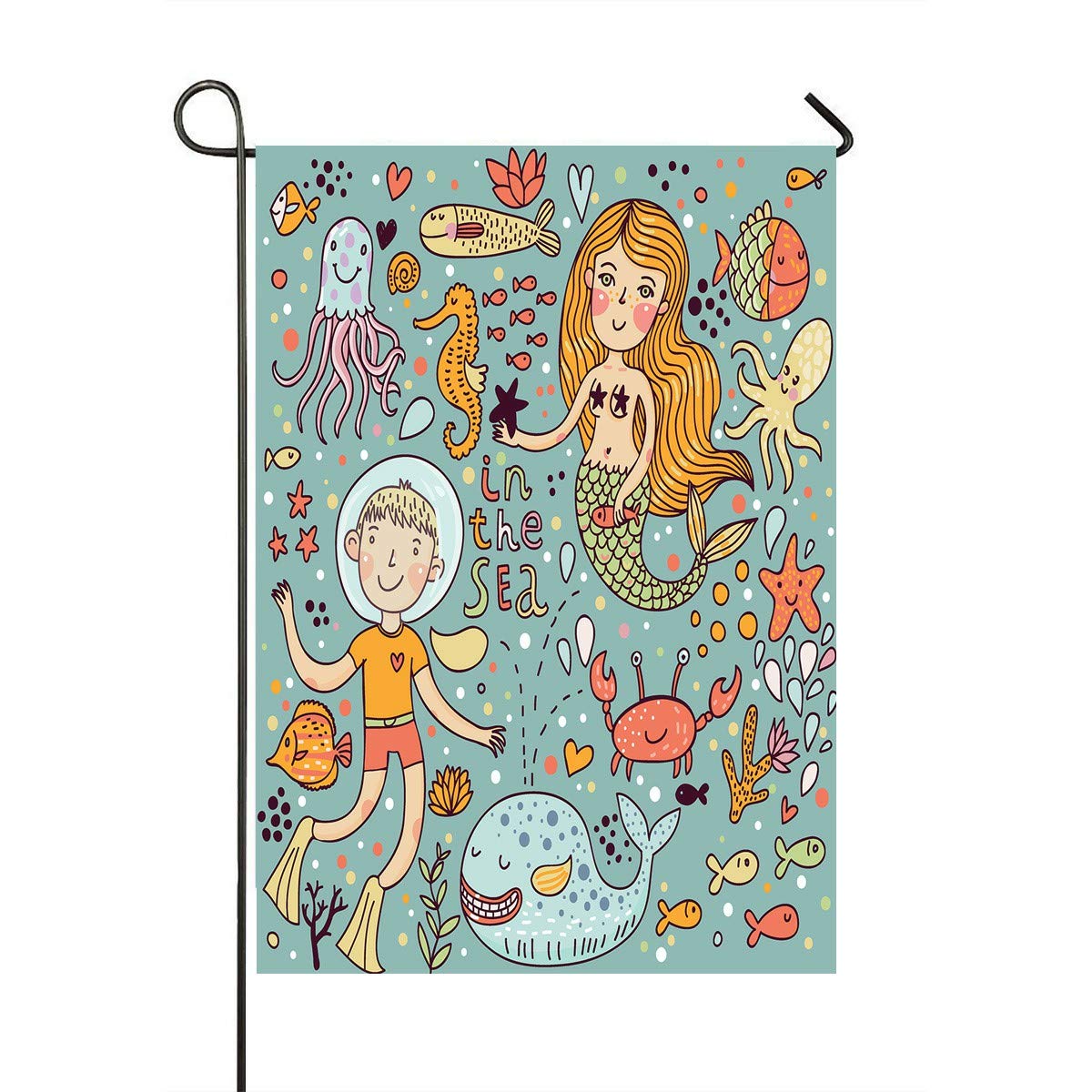Funny Colorful Sea Life Garden Flag - 28x40 Inch Outdoor Decorative Flag for Home, Yard, Party & Seasonal Decor - Perfect for Patio, Lawn, and Garden Decorations