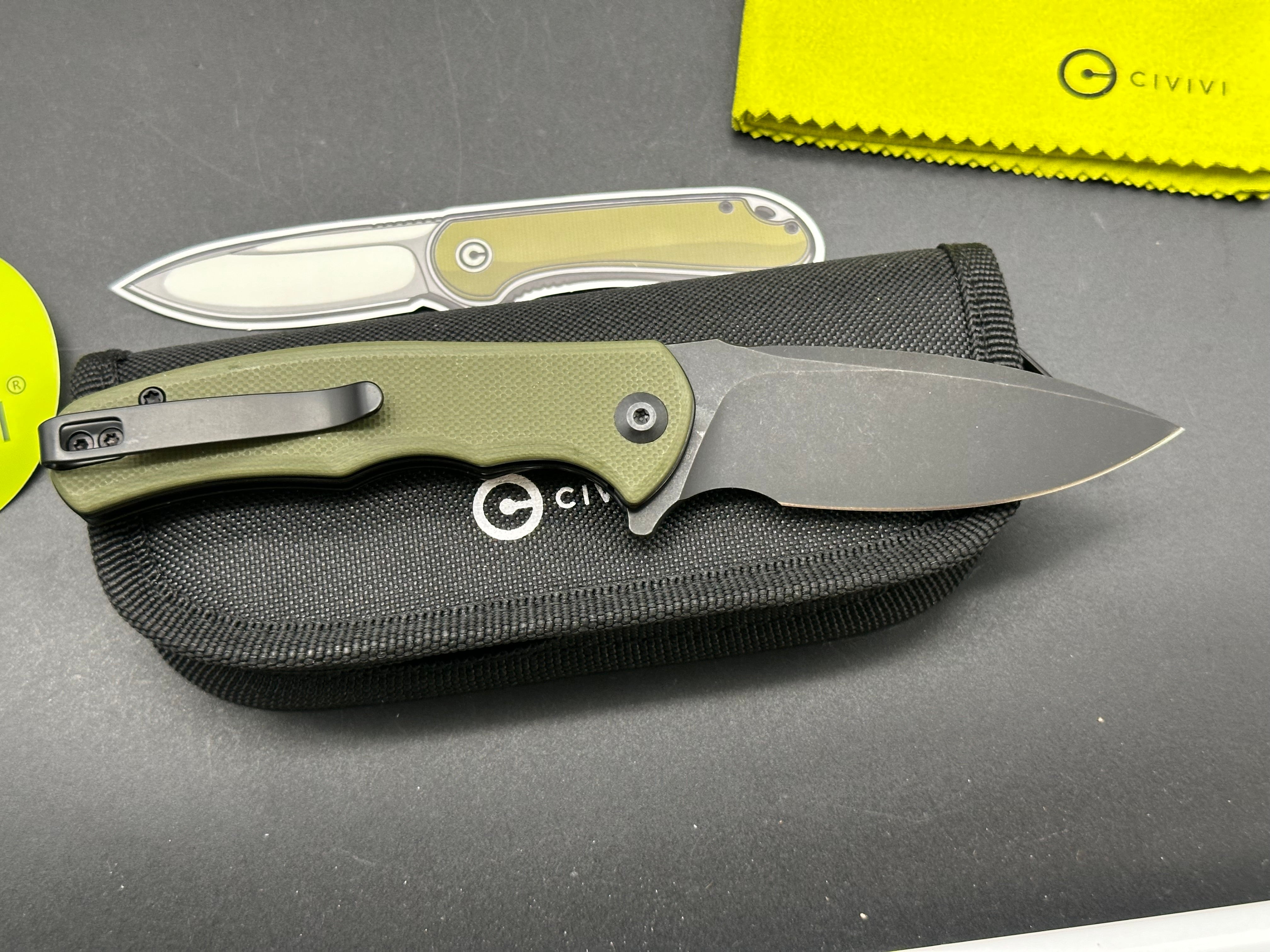 CIVIVI Mini Praxis Flipper Liner Lock Pocket Knife - OD Green G10 Handle - EDC Folding Knife for Camping, Hiking & Everyday Carry