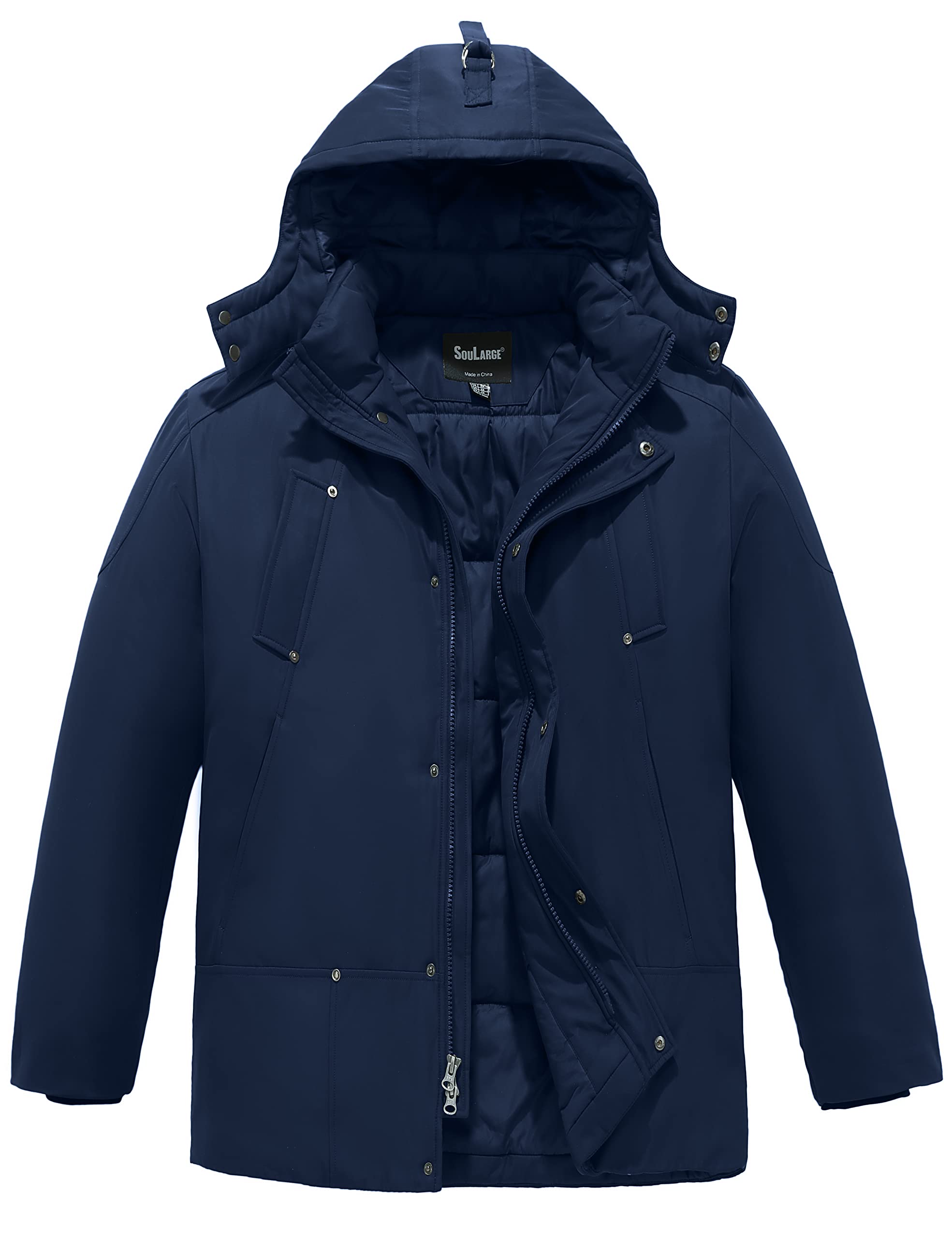 Soularge Men's Big and Tall Winter Hooded Puffer Jacket - Warm Insulated Coat for Cold Weather | Outdoor Activities, Snow Sports & Daily Winter Wear
