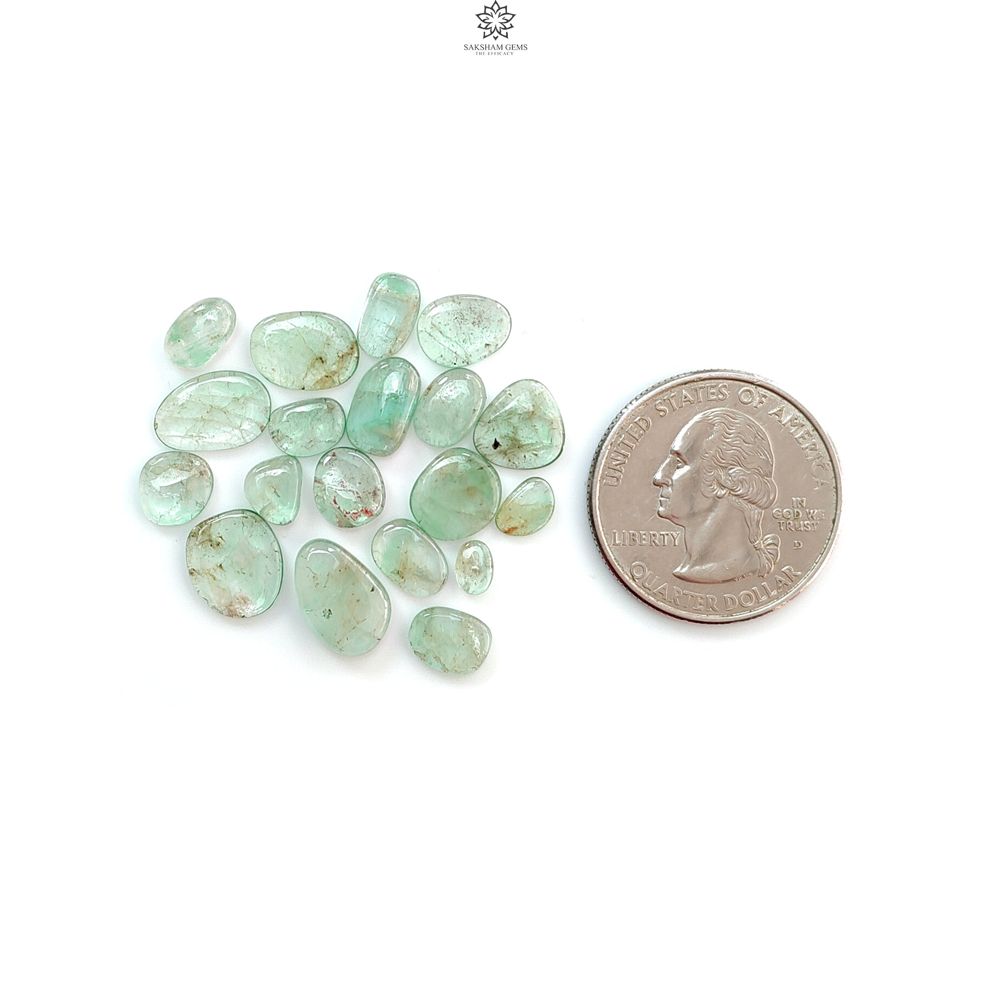 Natural Untreated Emerald Gemstone Cabochon - 16pcs/19pcs Fancy Shape May Birthstone for Jewelry Making, Rings, Necklaces & DIY Crafts