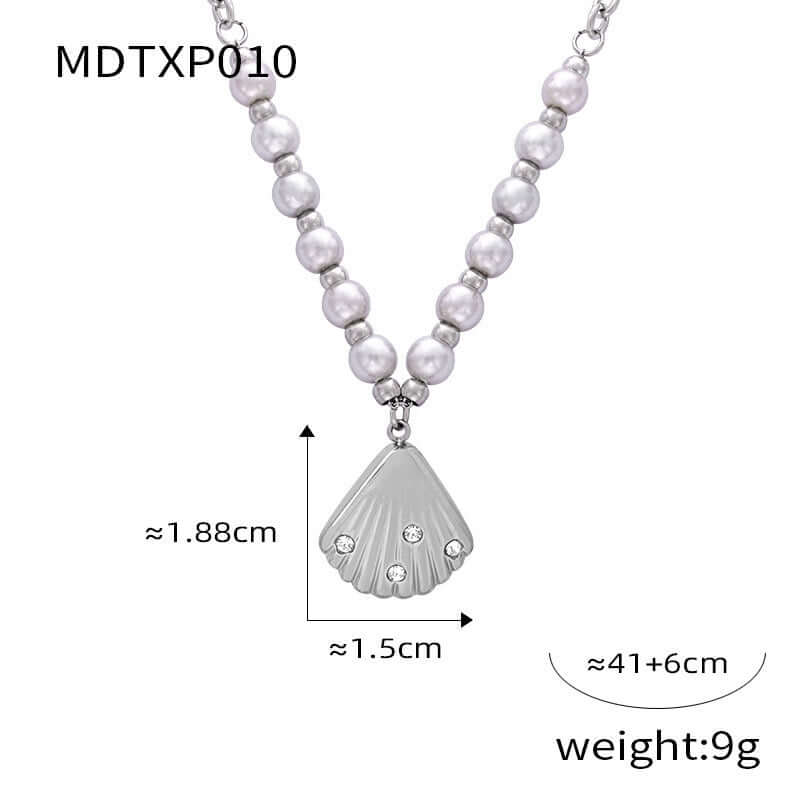 18K Gold Freshwater Pearl Seashell Pendant Earrings Set for Women - Elegant Dangle Drop Earrings for Wedding, Party & Evening Wear | MDT010
