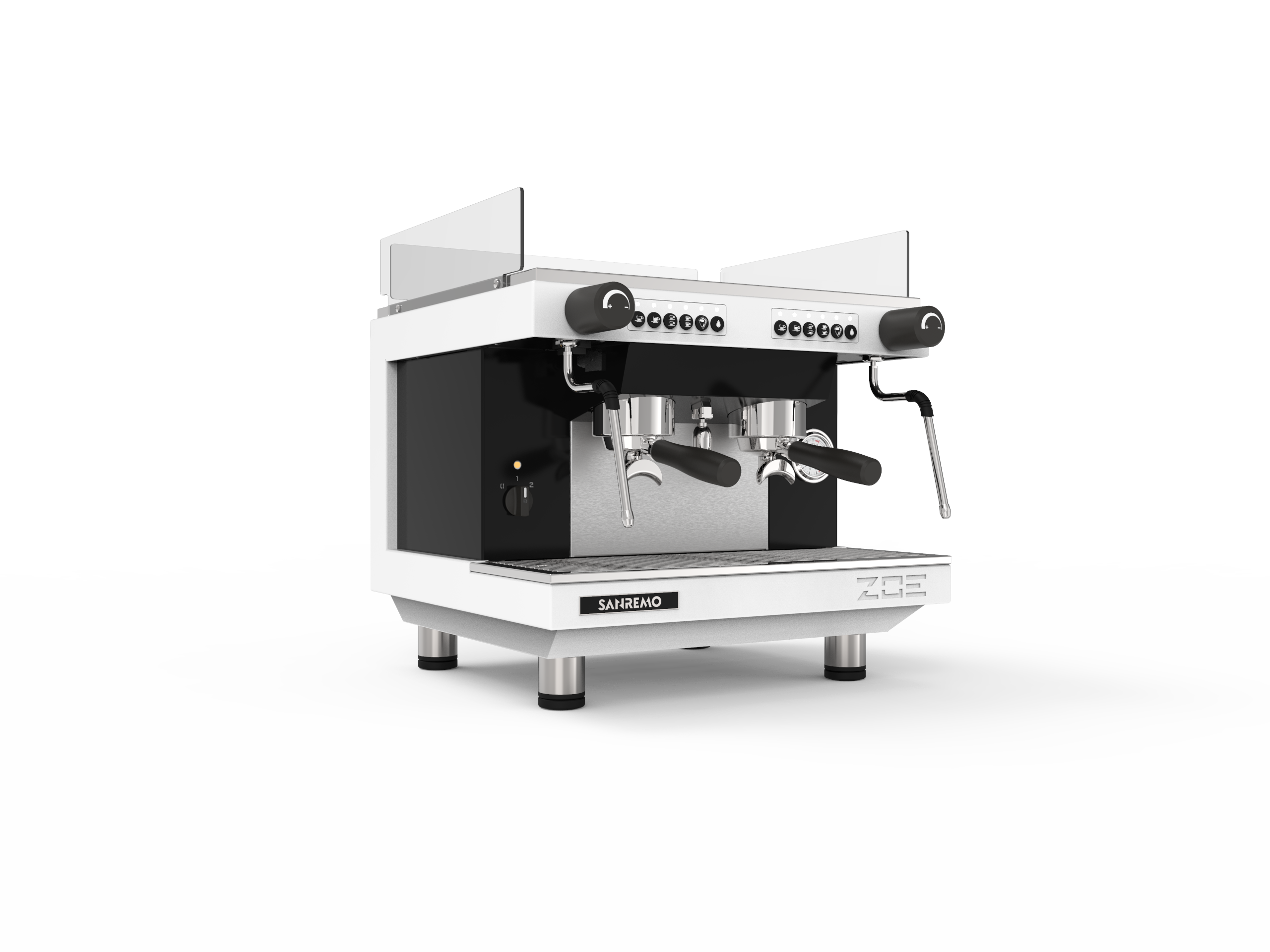Sanremo ZOE Compact 2-Group Espresso Machine - White/Black | Professional Coffee Bar & Home Cafe Solution