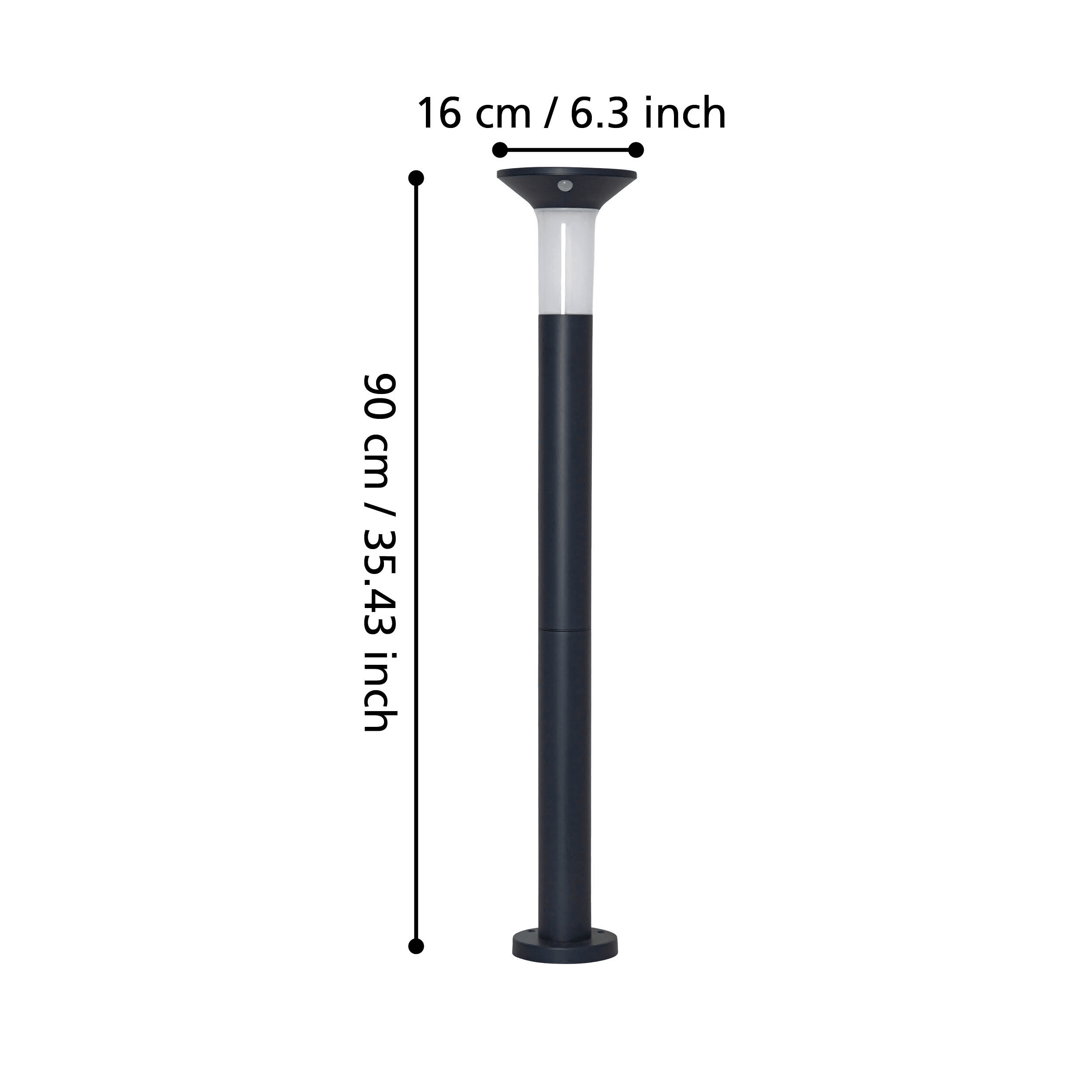Eglo Corbezzola Grey Solar LED IP44 Outdoor Bollard Path Light - Waterproof Garden Landscape Lighting for Walkways, Driveways, and Patios