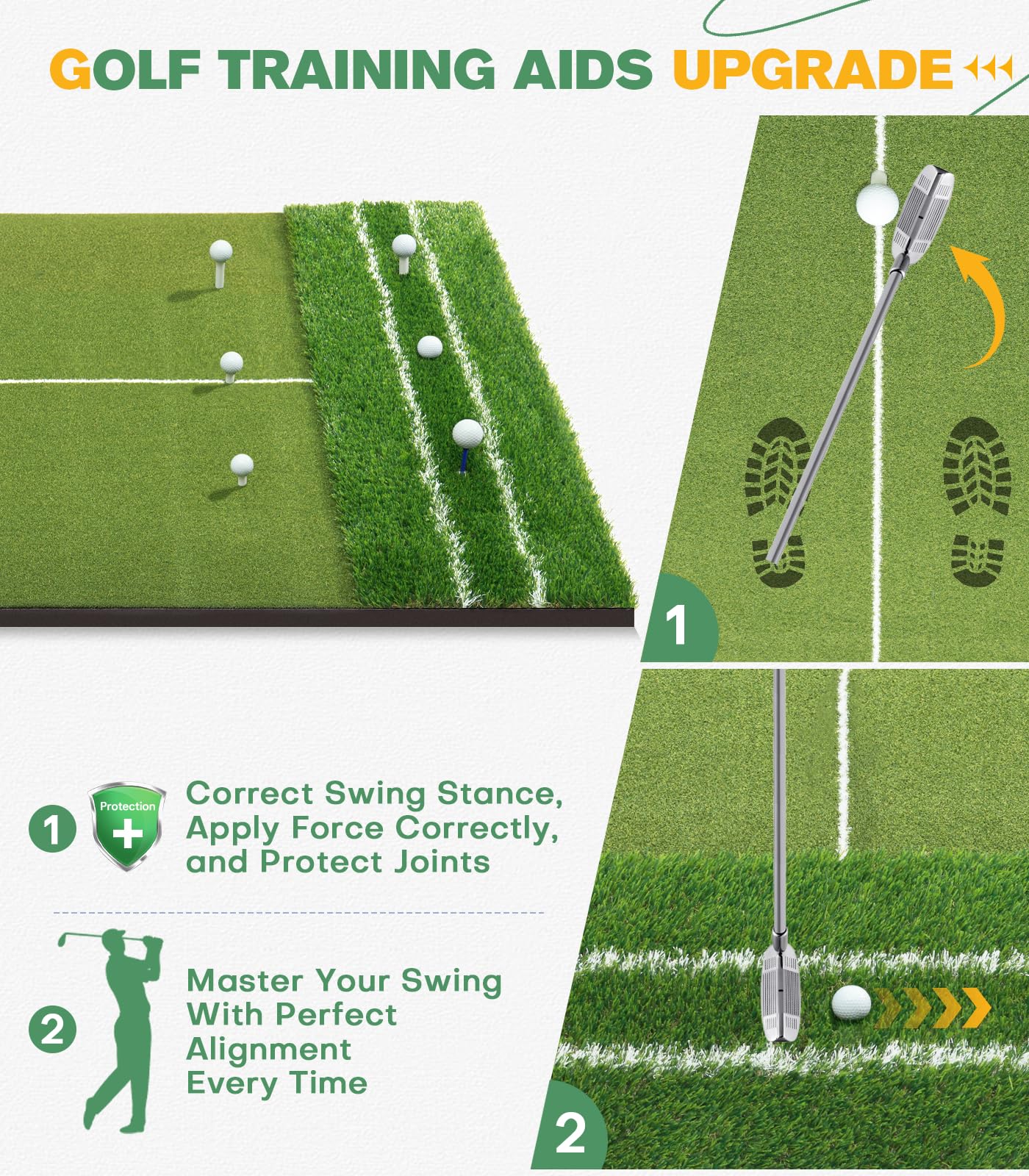 Premium 5x4ft Dual-Turf Golf Hitting Mat with Alignment Guide - Indoor/Outdoor Golf Training Mat for Swing Practice, Chipping & Approach Shots | Perfect Golf Gift for Men | Home, Backyard & Driving Range Use