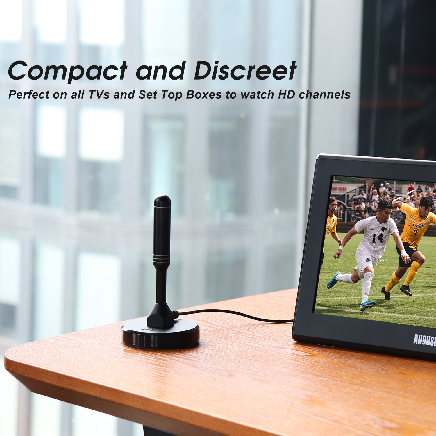 High Gain Portable Freeview TV Aerial DAB FM Antenna for Caravan, Motorhome & RV - August DTA240 [Refurbished] - Perfect for Road Trips, Camping & Outdoor Adventures