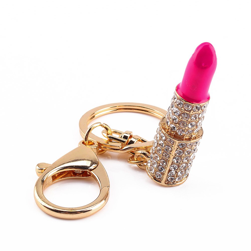 Yosoo Crystal Lipstick Keychain - Rhinestone Purse Charm Pendant for Women & Girls | Fashion Accessories Gift for Christmas, Birthday, Party | Perfect for Handbags, Wallets & Keyrings