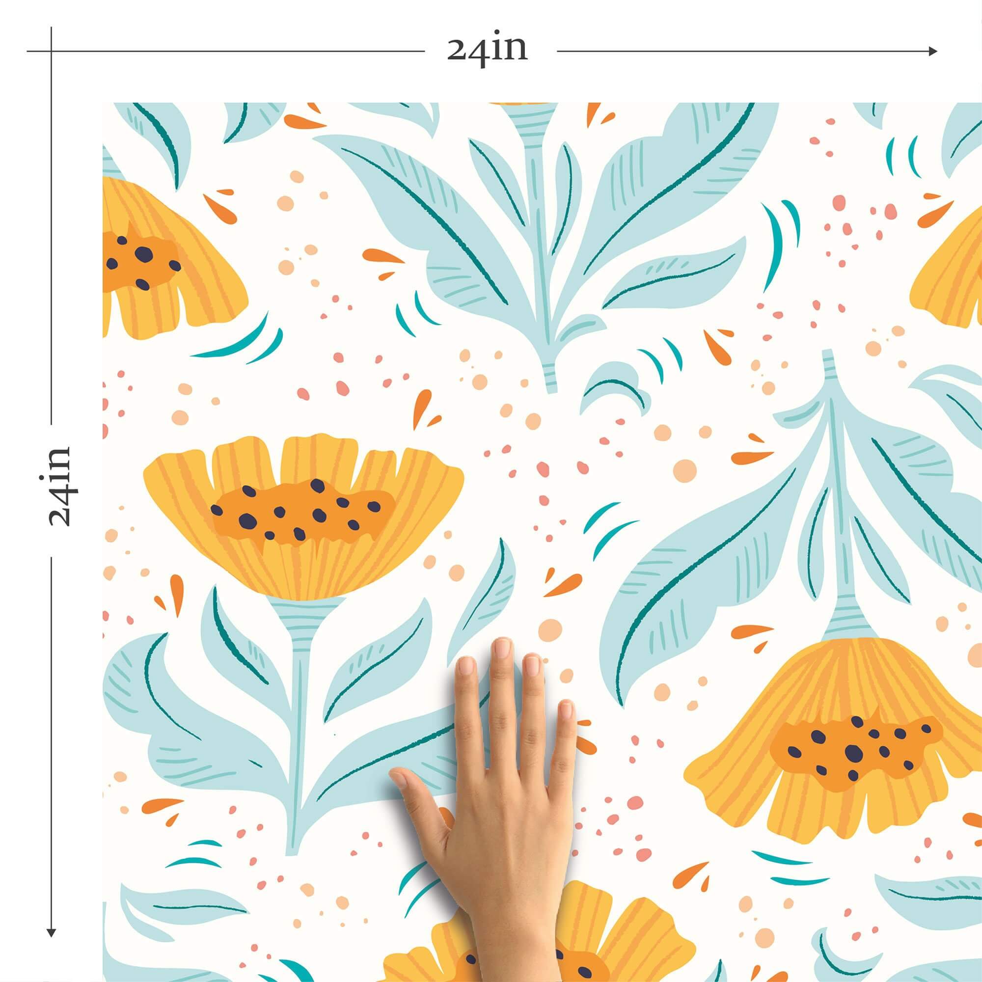 Yellow Botanical Floral Peel and Stick Removable Wallpaper 0880 - Self-Adhesive Wall Decor for Bedroom, Living Room & Nursery - Easy DIY Home Renovation