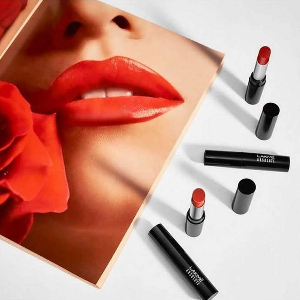 LAKMÉ Absolute Skin Dew Satin Lipstick - Dewy & Satin Finish, Vibrant Long-Lasting Colors, Hydrating Formula with Avocado Oil & Hyaluronic Acid | Perfect for Everyday Wear, Date Nights & Special Occasions