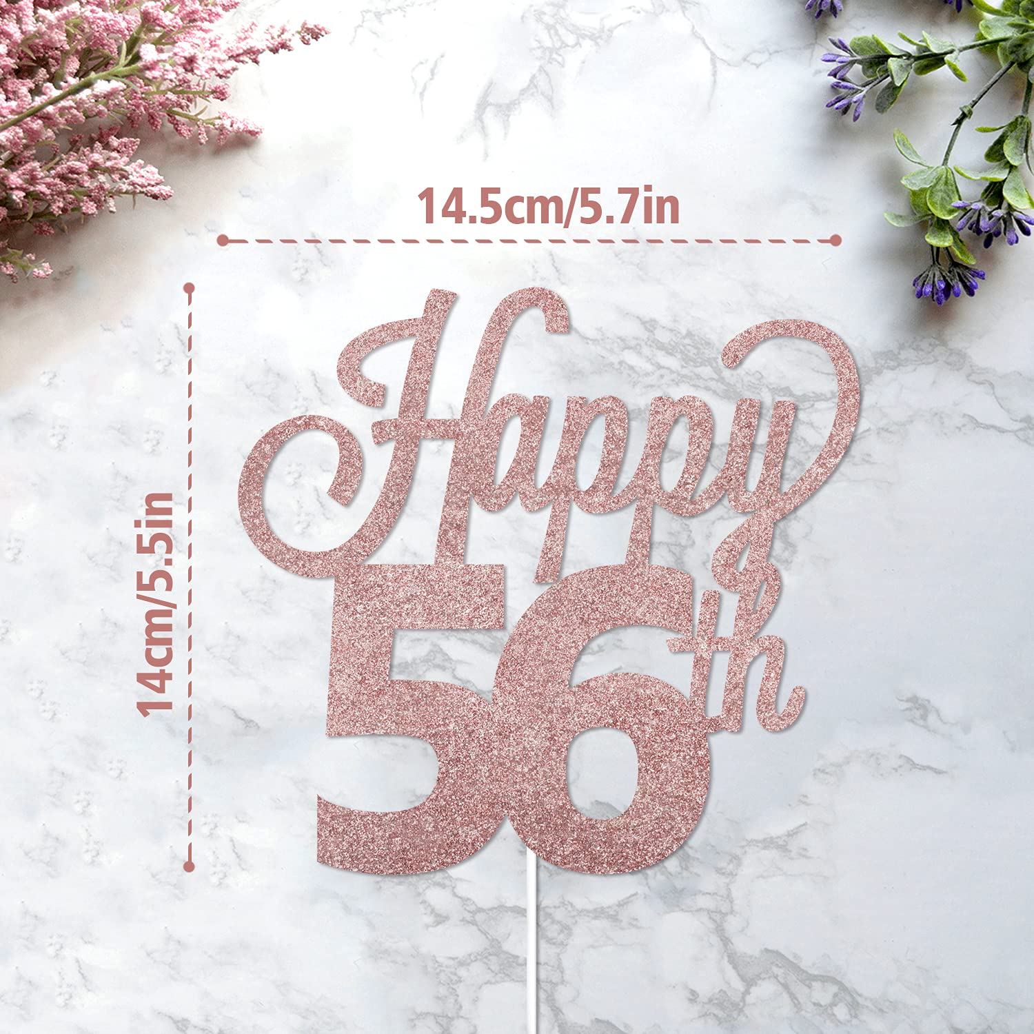 LINGTEER 56th Birthday Cake Topper - Cheers to 56 Years Old Party Decorations | Elegant Cake Centerpiece for Birthday Celebrations, Anniversaries & Retirement Parties