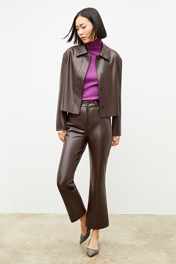 Archie Vegan Leather Pants in Brown | Stylish & Comfortable Vegan Leather Trousers for Women | Perfect for Casual Wear, Office & Night Out