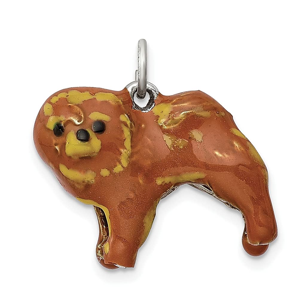 925 Sterling Silver Enameled Chow Dog Charm Necklace - Handmade Animal Pendant Fine Jewelry for Women - Perfect Birthday Gift for Her - Ideal for Daily Wear, Special Occasions & Dog Lover Gifts