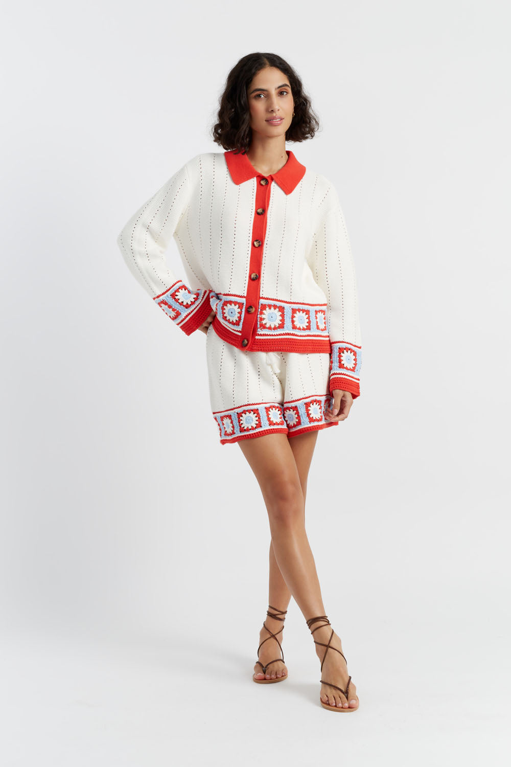Handmade Terracotta Cotton Crochet Shirt for Women - Boho Chic Summer Top for Beach, Vacation & Casual Wear