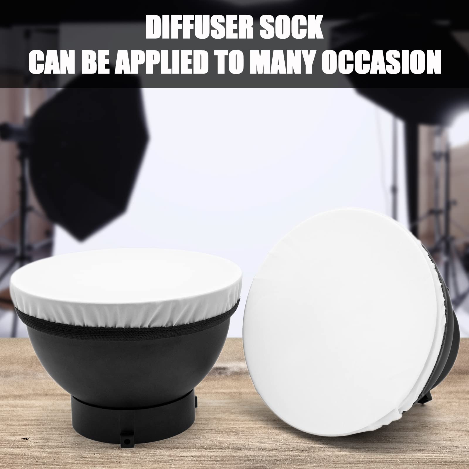 Fotoconic 7 Inch/18cm White Soft Diffuser Sock for Strobe Flash LED Video Light - Standard Reflector Cover Cloth [4-Pack] - Perfect for Photography Studios, YouTube Videos & Portrait Lighting