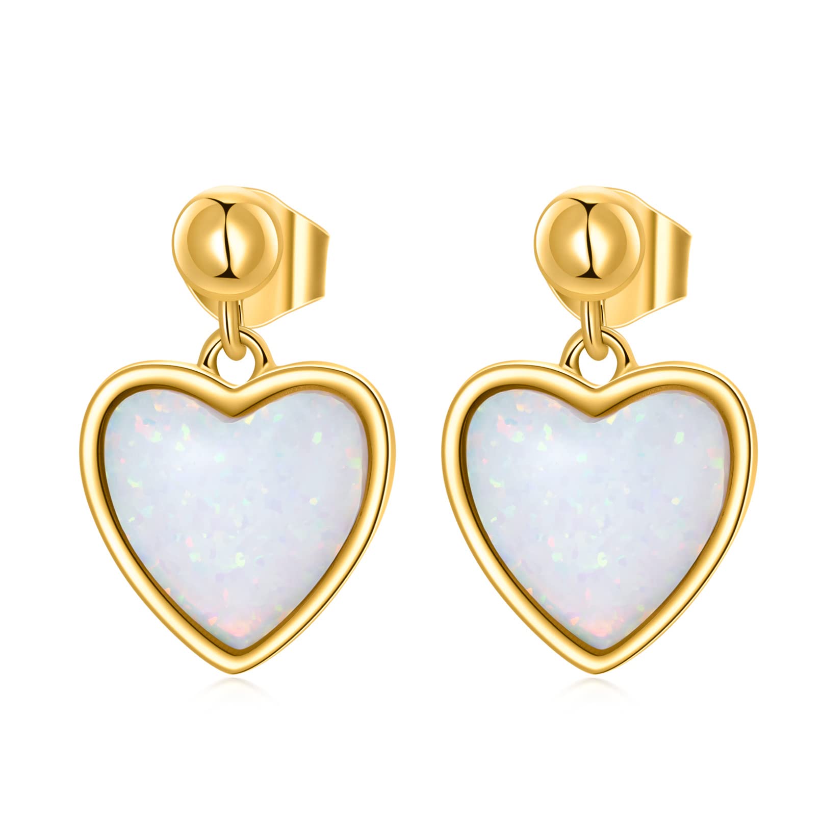 14K Solid Yellow Gold Opal Earrings - Flower, Triangle, Star & Vintage Stud Earrings for Women | Elegant Opal Jewelry Gift for Birthday, Anniversary & Special Occasions