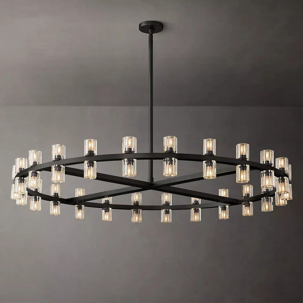 Elegant Crystal Glass Circular Pendant Light - Modern Ceiling Lighting Fixture for Dining Room, Bedroom, and Living Room Decor