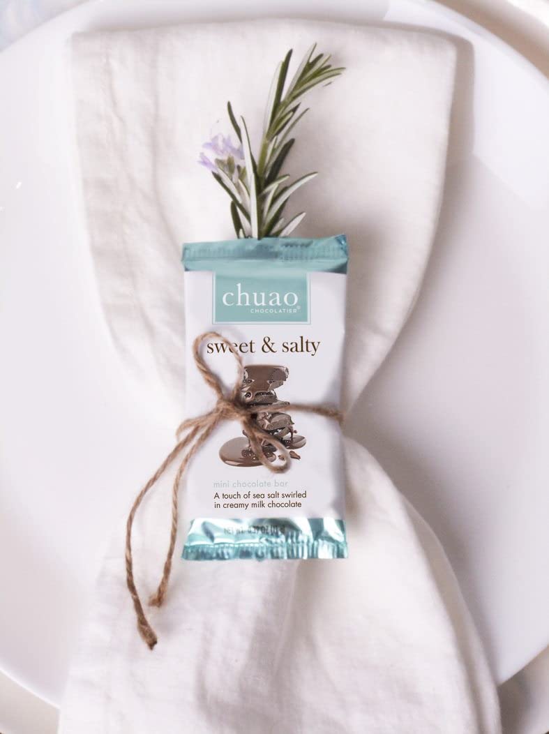 Chuao Chocolatier Gourmet Milk Chocolate Mini Bars with Sea Salt - Sweet & Salty No Preservatives European Chocolate (100 Pack) - Perfect for Gift Baskets, Corporate Gifts, Birthday Presents for Women & Men
