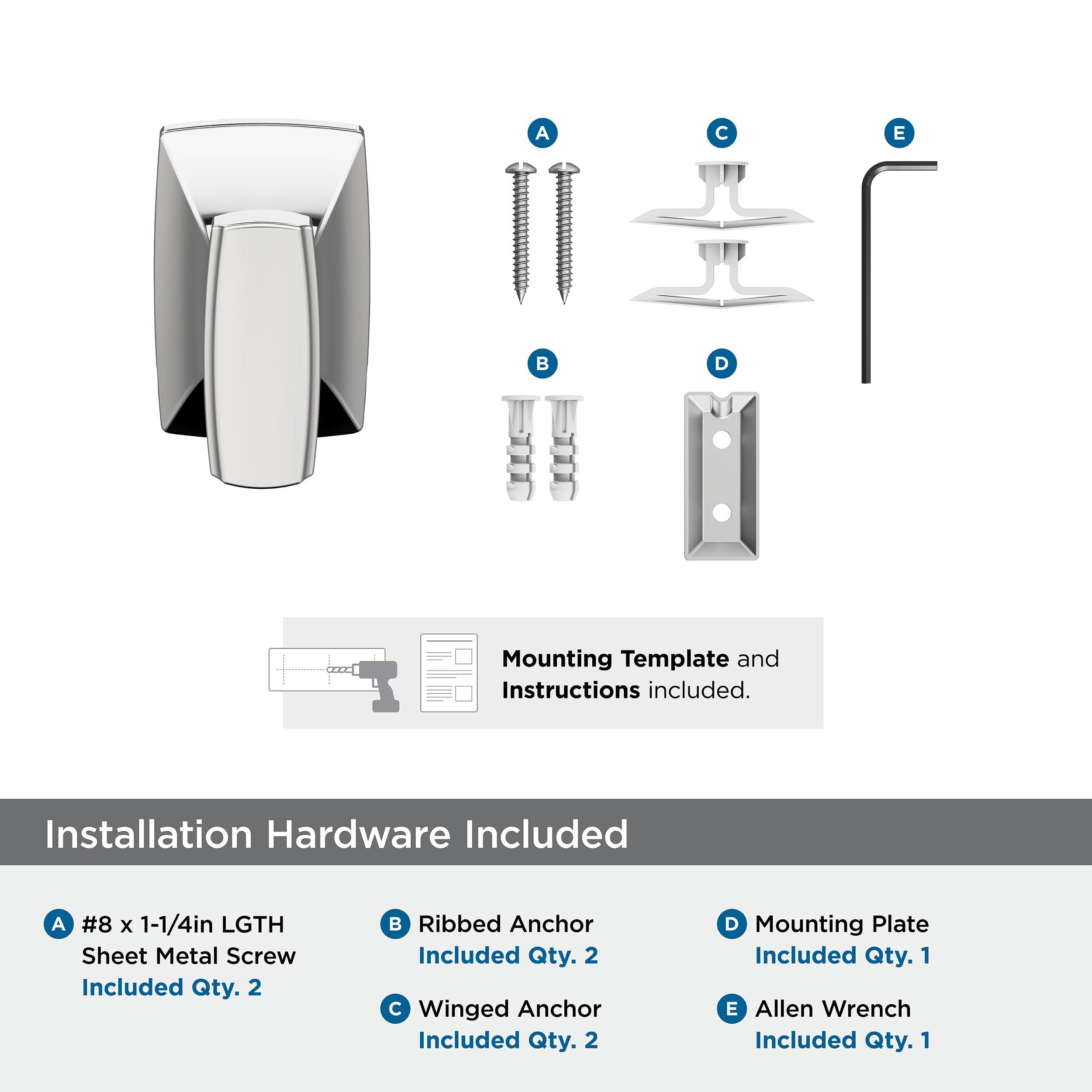 Amerock BH3601026 Chrome Single Robe Hook - 2-5/8 Inch (67mm) Bathroom Towel Holder - Highland Ridge Collection - Durable Bathroom Hardware & Accessories - Perfect for Hanging Robes, Towels & Clothes in Bathrooms, Spas & Bedrooms