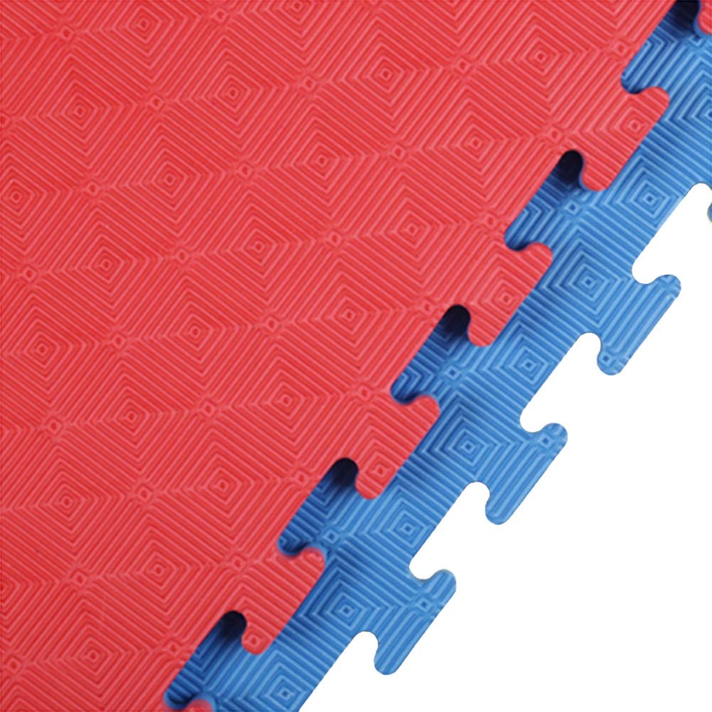 MAHFEI High-Density EVA Foam Exercise Mat - Puzzle Interlocking Taekwondo Mats with Strong Grip & Impact Resistance (4-Piece Set, Red & Blue) - Perfect for Home Gym, Martial Arts Training & Kids Play Area