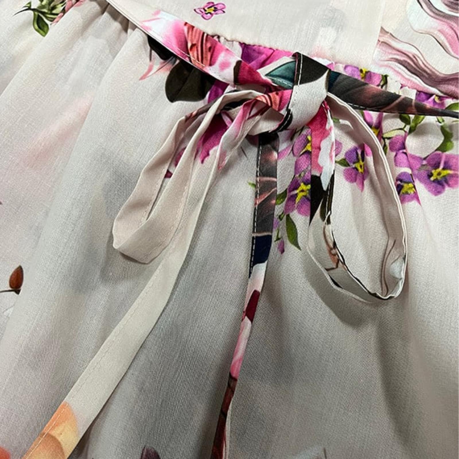 Women's Bohemian Cotton Linen Maxi Dress with 3/4 Sleeves & Belt - Classic Plain Boho Chic Long Dress for Beach, Vacation & Summer Outfits
