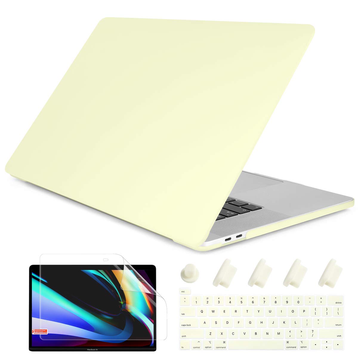 DONGKE Matte Hard Shell Case & Keyboard Cover for MacBook Pro 16 inch (2019-2020 Model A2141) - Compatible with Retina Display & Touch Bar, Includes Touch ID Protection - Mellow Yellow | Perfect for Work, Travel & School Protection