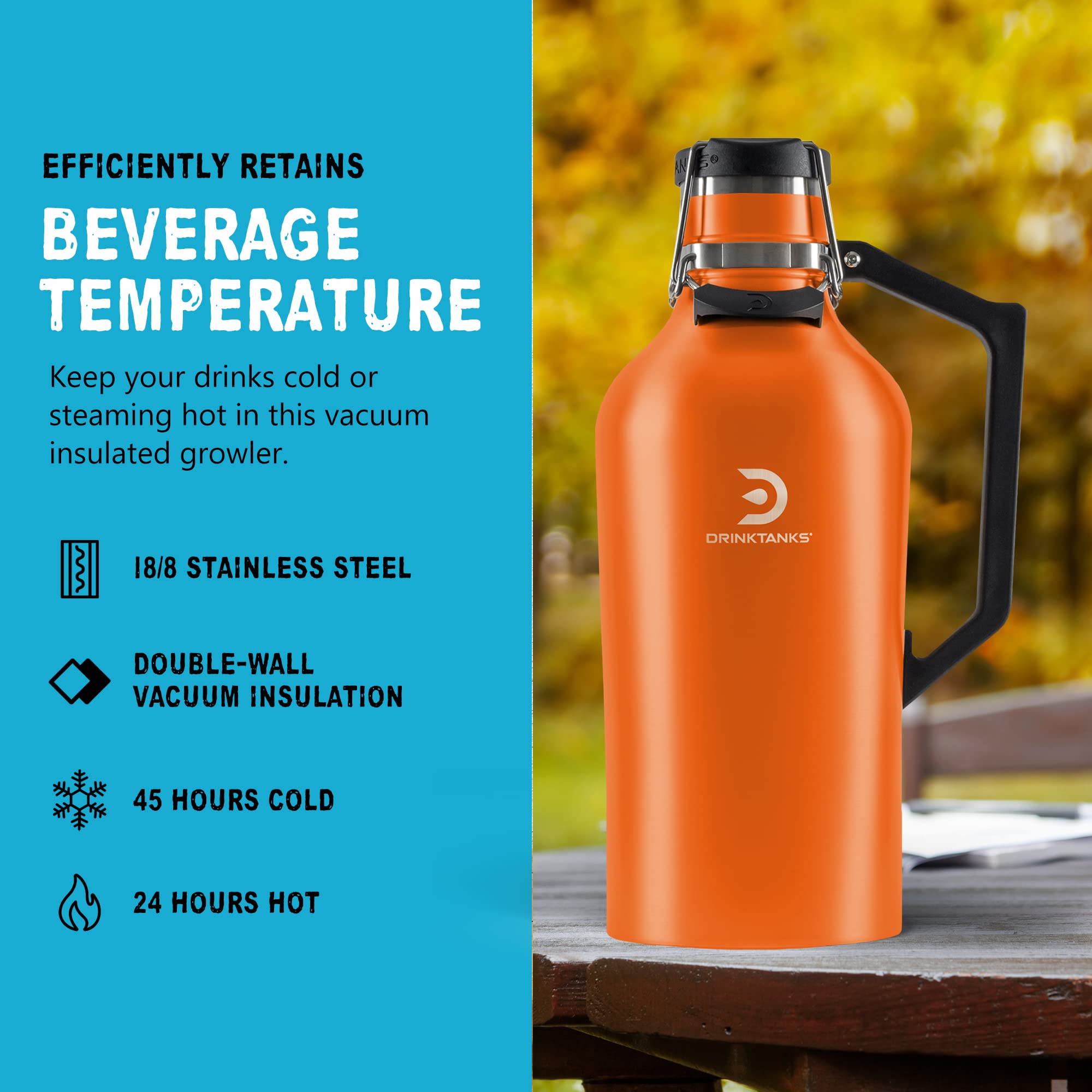 **128oz Stainless Steel Vacuum Insulated Growler - Leakproof Beer, Wine & Coffee Tumbler with Handle | Perfect for Camping, Parties & Outdoor Adventures**