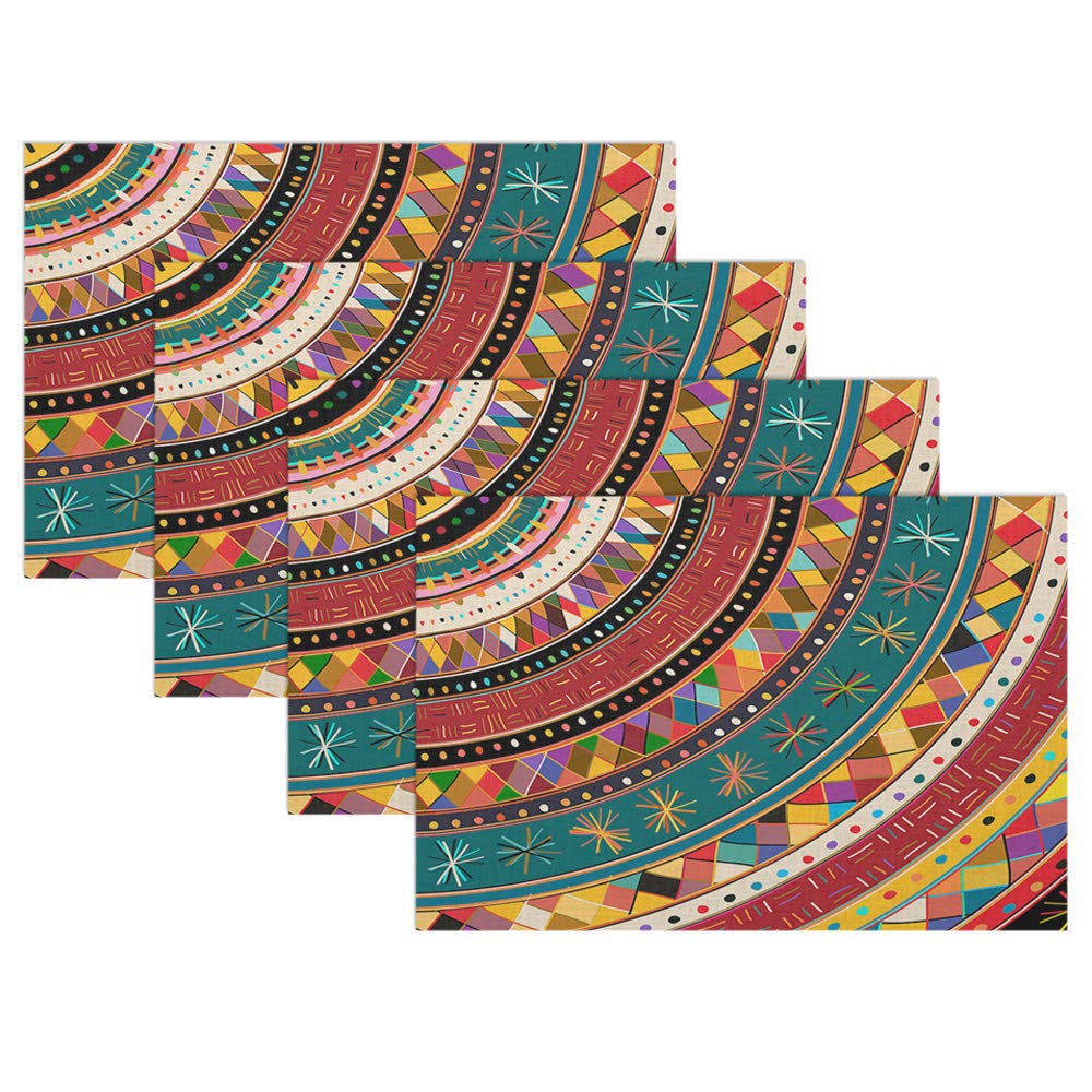 Swono Tribal Ethnic Placemats Set of 4 - 12