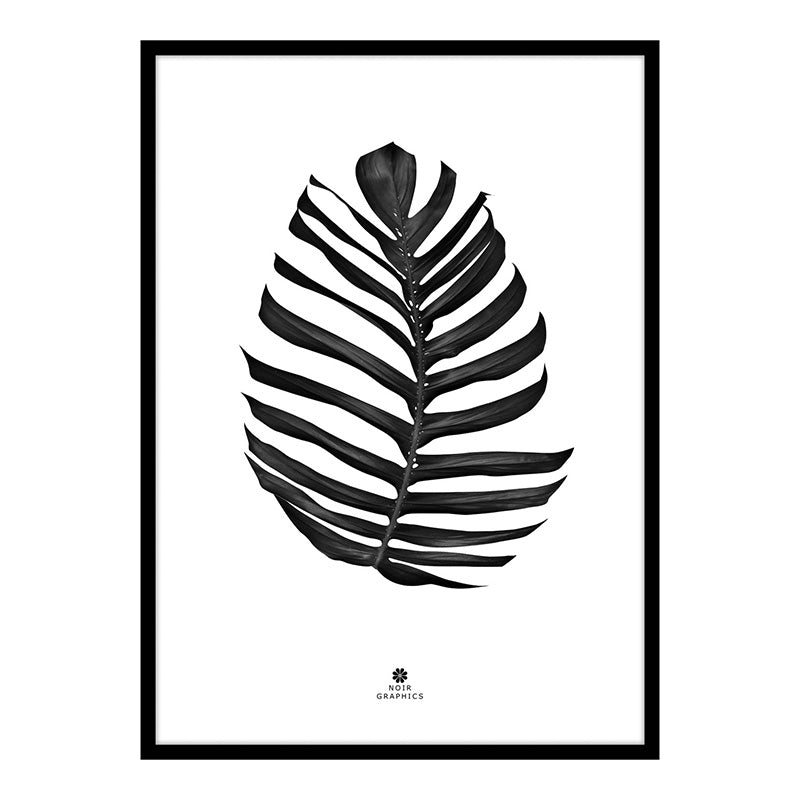 Large Jungle Leaf Print Wall Art in Black Frame - Tropical Botanical Decor for Living Room, Bedroom & Office