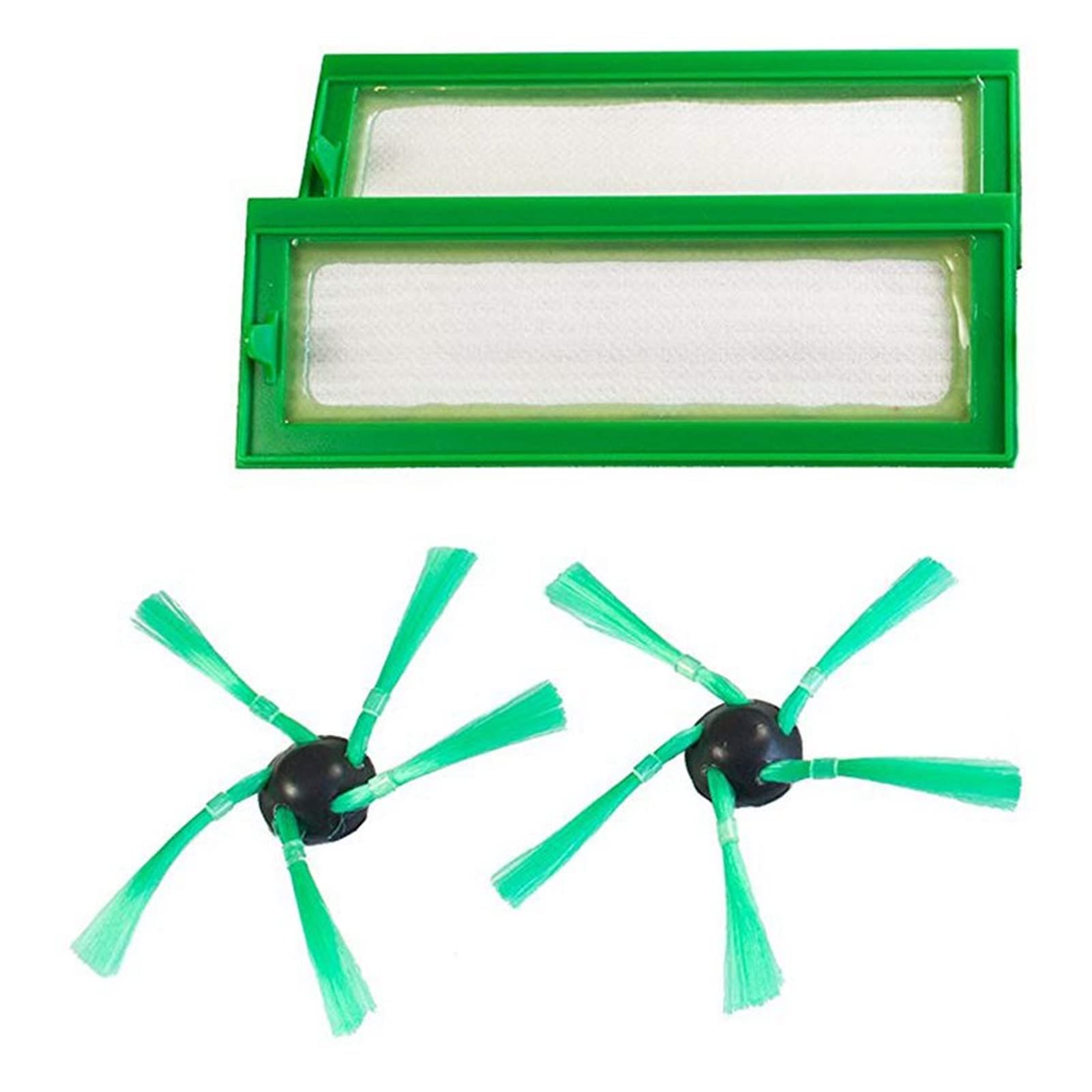 WSYBH 2-Pack Replacement HEPA Filter & Side Brushes for Vorwerk Kobold VR200 Robot Vacuum - Green | Compatible Parts for Efficient Cleaning | Perfect for Pet Hair, Dust & Allergen Removal