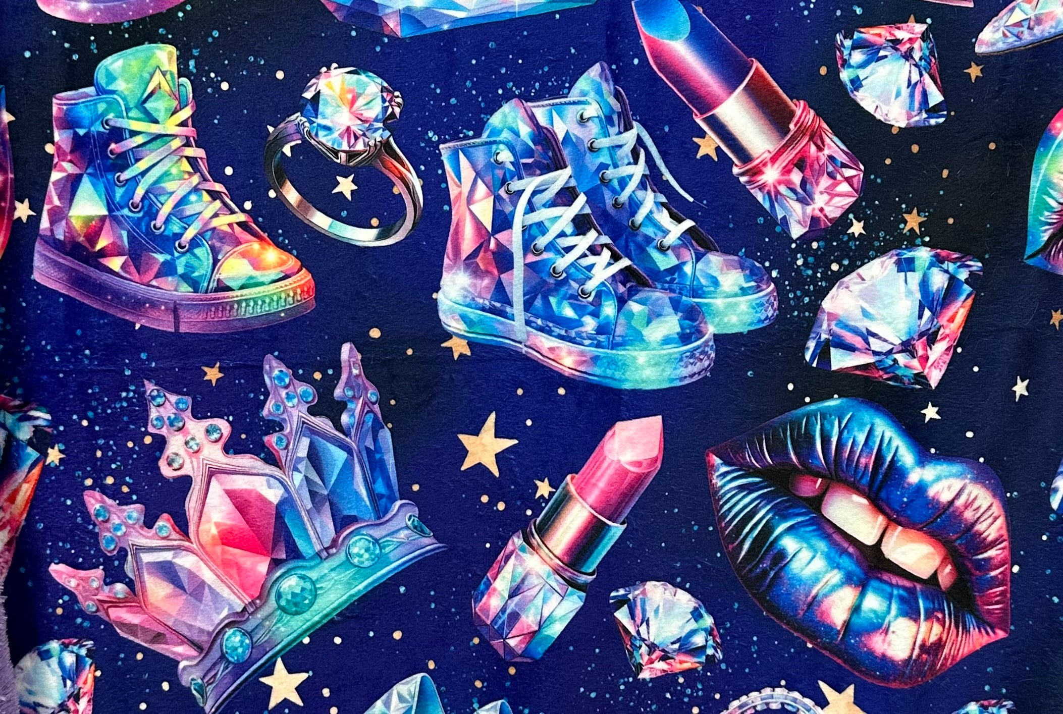 Luxury Jewel Luxe 41x60 Minky Blanket with Pillowcase for Kids & Toddlers - Sparkling Tiaras, Diamonds & Sneakers Design | Perfect for Nursery, Bedtime & Gift Giving