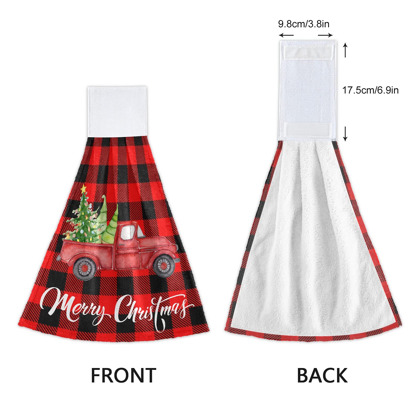 Boccsty Christmas Tree Truck Hanging Hand Towels - 2 Pack Winter Snowflake Kitchen Towels, Plaid Tartan Bathroom & Face Towels for Home Spa | Perfect for Holiday Decor, Kitchen Use & Bathroom Essentials