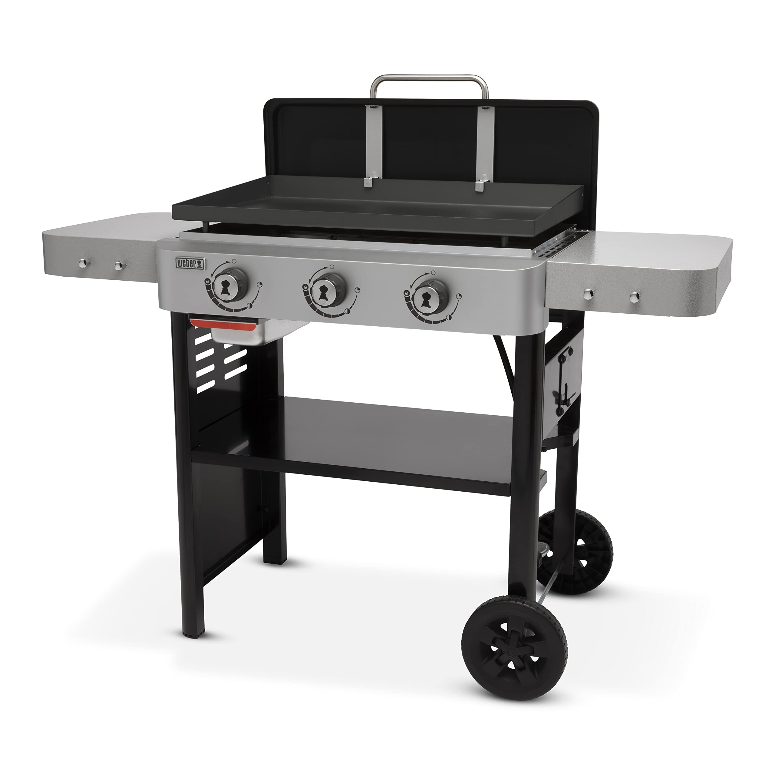Weber 28 Inch 3-Burner Black Gas Griddle for Outdoor Cooking, Backyard BBQ, and Camping - Perfect for Patio, Tailgating, and Family Gatherings