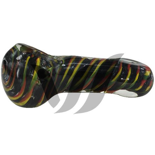 Rasta Spoon Pipe - Colorful Handmade Glass Smoking Pipe for Herbs & Tobacco | Perfect for Travel, Camping & Outdoor Use