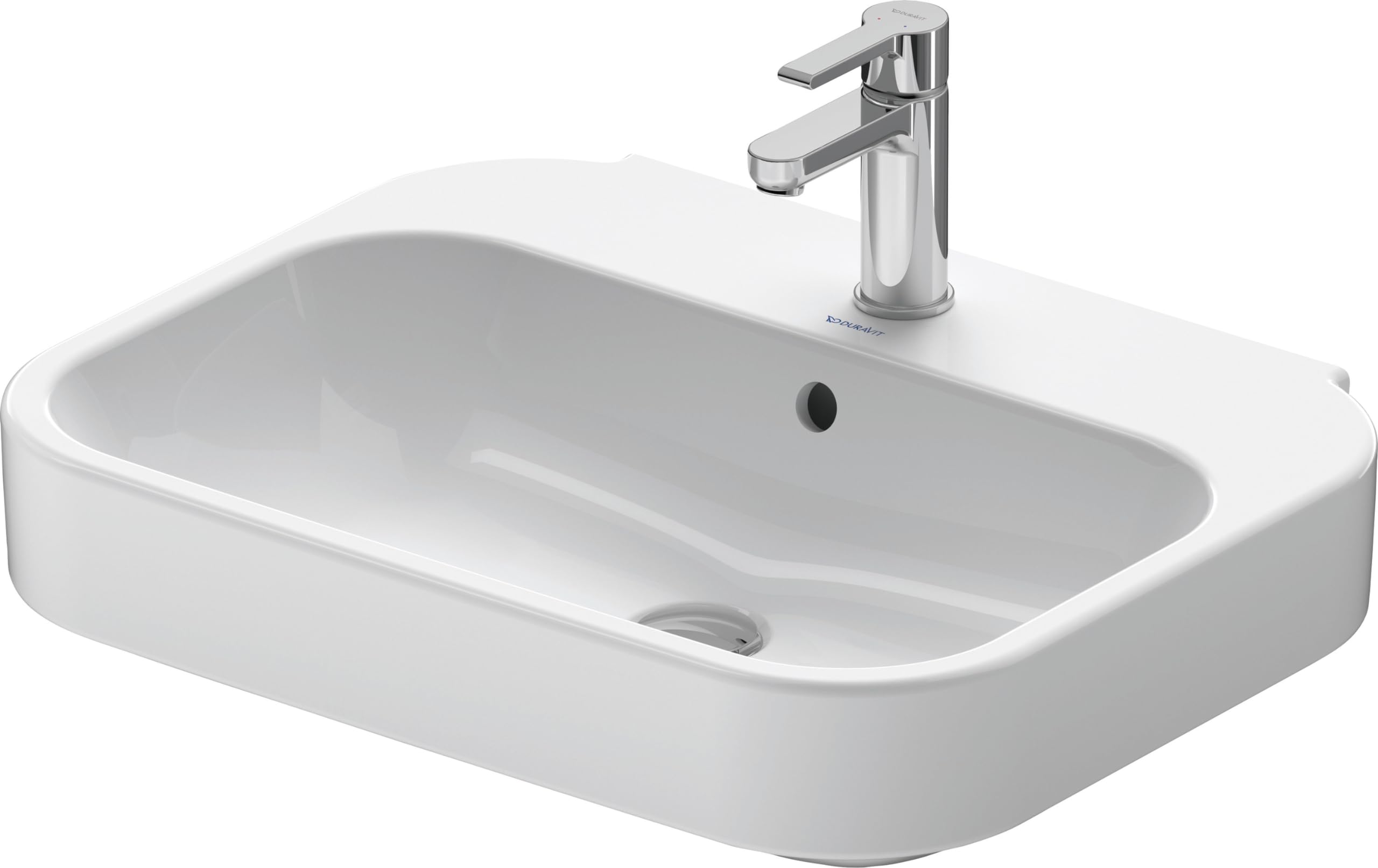 Duravit Happy D.2 White Wall-Mounted Bathroom Sink - Modern Space-Saving Design for Small Bathrooms & Powder Rooms