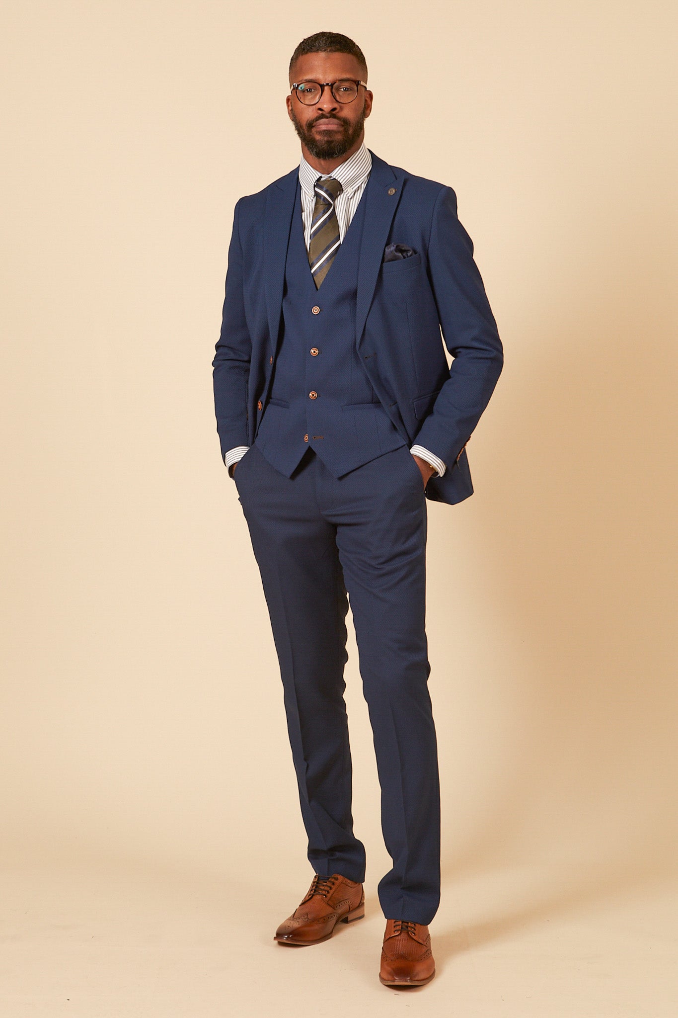 Official Leicester City F.C. Club Suit | MAX Royal Blue Men's Formal Suit with Kelvin Tan Waistcoat - Perfect for Match Days, Weddings & Special Occasions