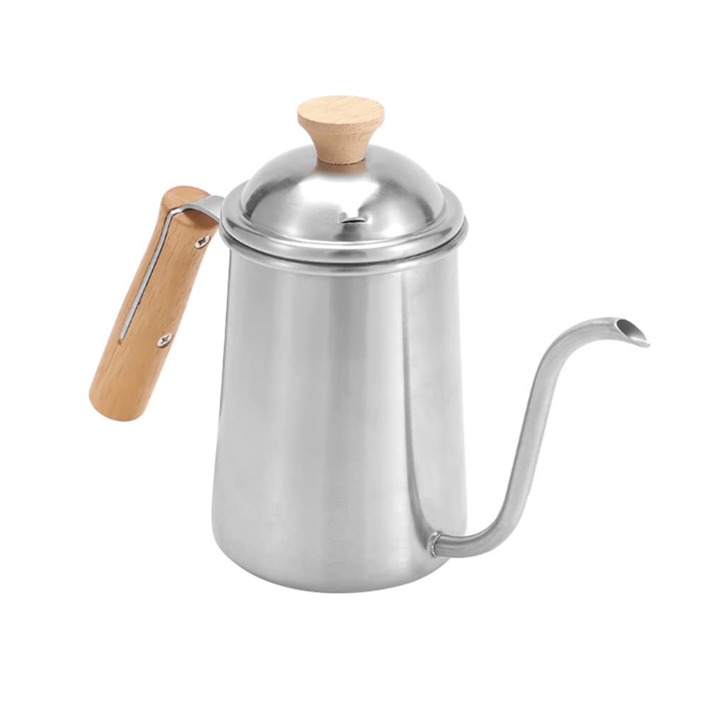 Premium Stainless Steel Gooseneck Coffee Kettle for Pour Over & Drip Coffee - Stovetop Tea Kettle with Ergonomic Wooden Handle - Perfect for Home Baristas, Coffee Shops & Tea Lovers