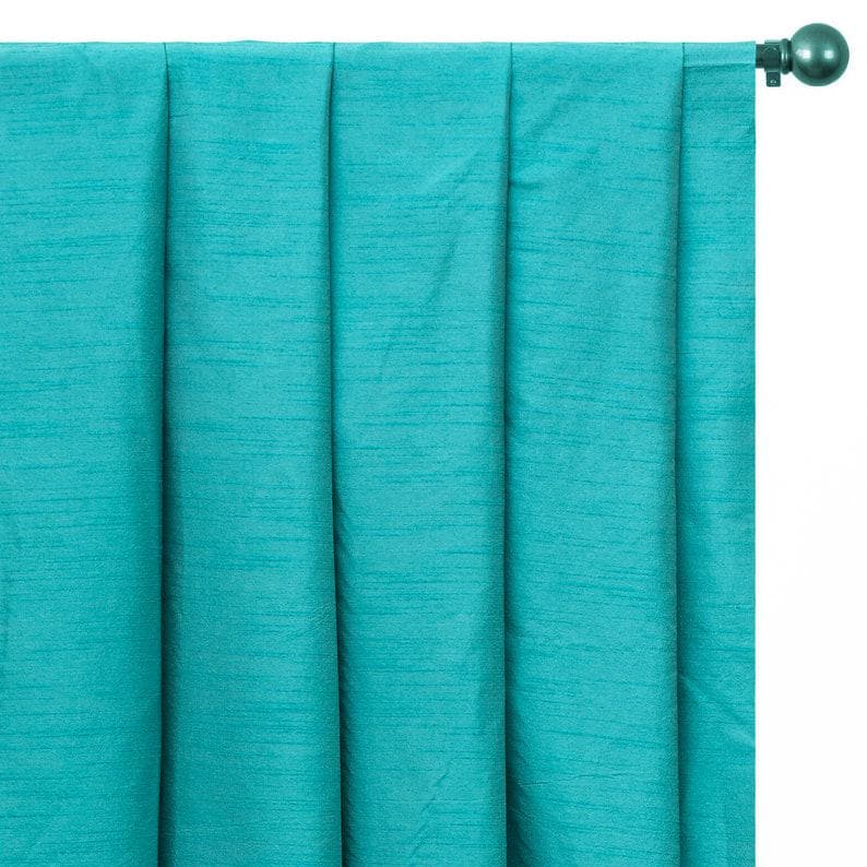 Luxury Aqua Art Silk Curtain Panels for Living Room & Bedroom - Elegant Window Drapes for Home Decor