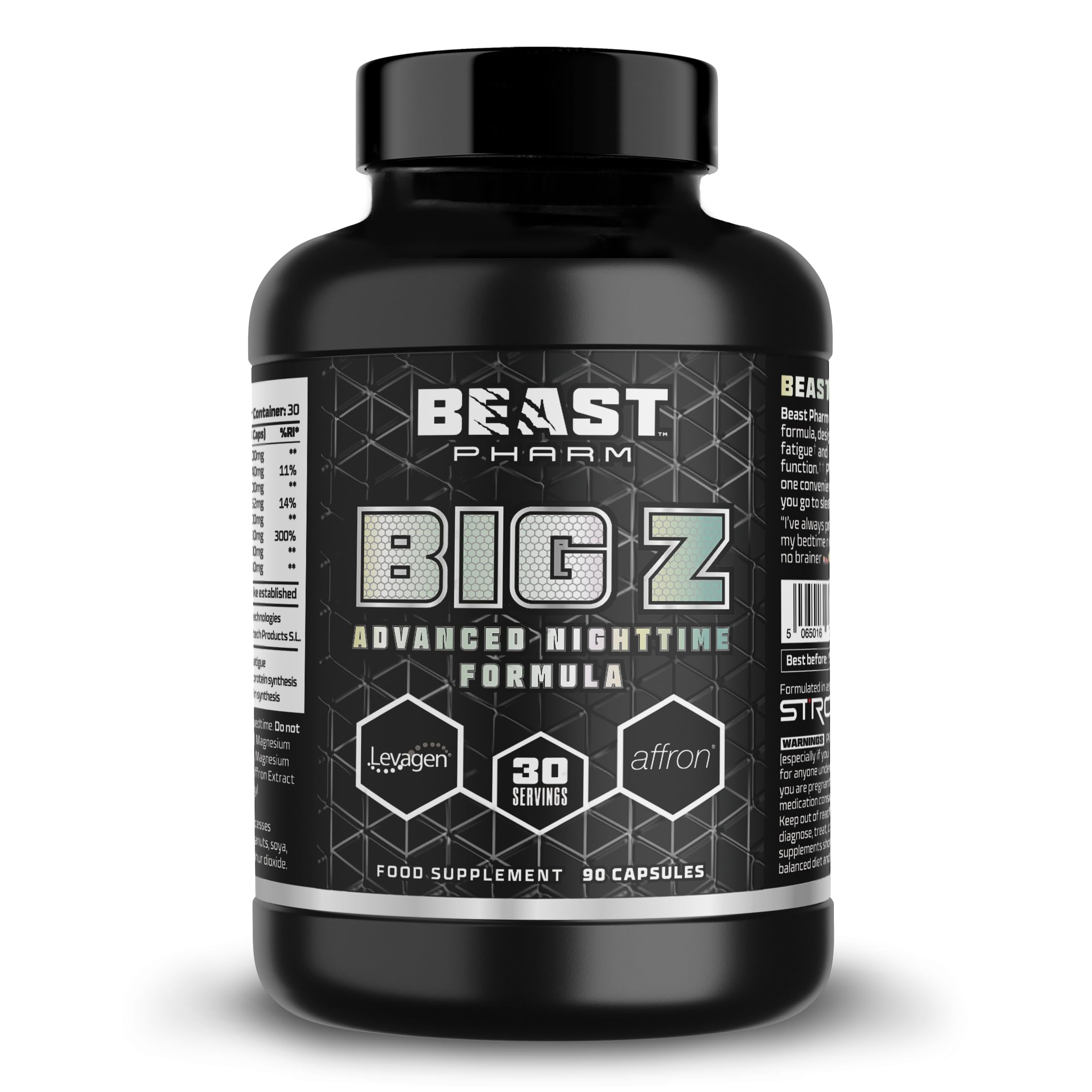Beast Pharm Big Z Advanced Nighttime Formula - 90 Capsules for Deep Sleep, Muscle Recovery & Relaxation - Perfect for Athletes & Fitness Enthusiasts