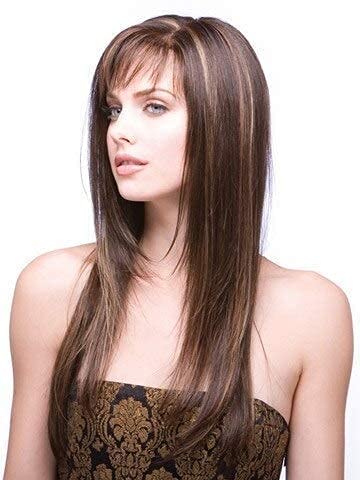 BeatStock Golden Highlighted Straight Hair Extensions - 5 Clip-in Full Head Long Hair Extensions (24 inch, Brown with Golden Highlights) - Natural Texture for Volume & Length - Perfect for Parties, Weddings & Everyday Styling