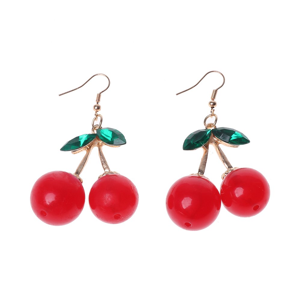 XISAOK Dangle Hoop Earrings - Cherry Fruit Design Fashion Jewelry for Women, Girls | Perfect for Casual Wear, Parties, and Gifts