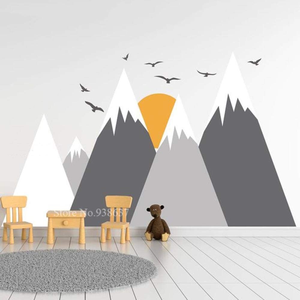 Mountain Woodland Wall Decal Stickers - Nature Adventure Theme Nursery Wall Art for Baby Boys & Girls (135x80cm) - Perfect for Kids' Room Decor, Playroom & Bedroom Makeover