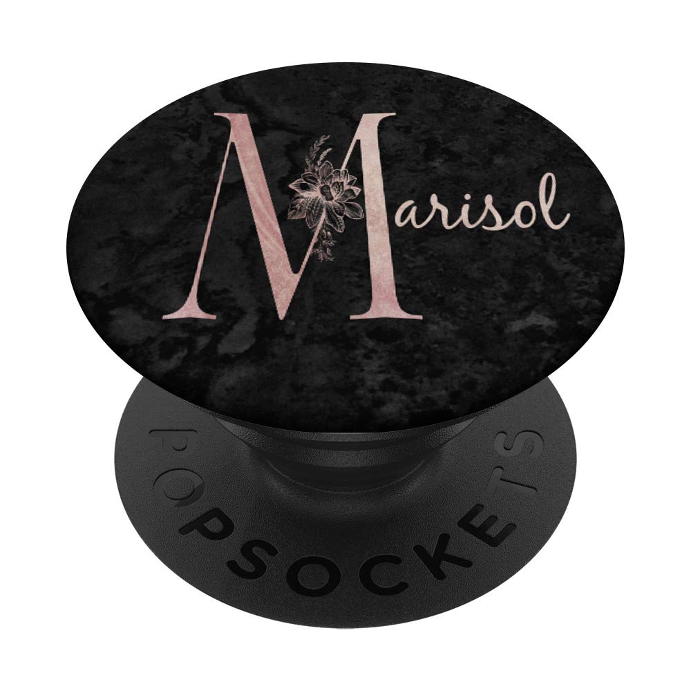 Marisol Name Personalized Pink Rose on Black Design PopSockets PopGrip - Swappable Phone & Tablet Grip for iPhone, Samsung | Perfect Gift for Birthdays, Anniversaries & Everyday Use