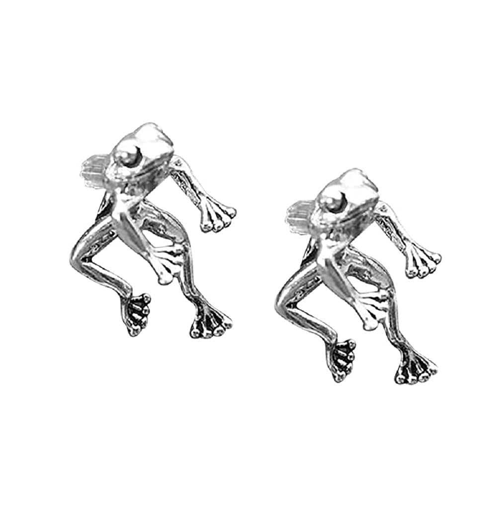 2 Pcs Vintage Silver Frog Earrings - Cute Animal Dangle Post Earrings for Women & Girls - Perfect for Casual Wear, Parties & Gifts