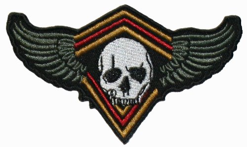 Skull With Wings Embroidered Iron-On Patch - Biker Style Badge for Jackets, Vests & Bags - Gothic Symbol for Motorcycle Gear & DIY Fashion Accessories