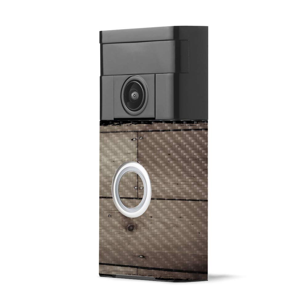 **MightySkins Carbon Fiber Skin for Ring Video Doorbell - Wood Grain Finish | Protective & Durable Vinyl Wrap | Easy to Apply & Remove | Made in USA | Perfect for Home Security & Style Upgrade**